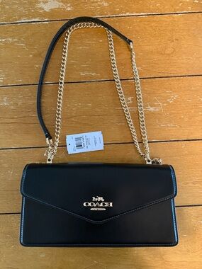 NWT Coach Klare Envelope Black Leather Crossbody Bag
